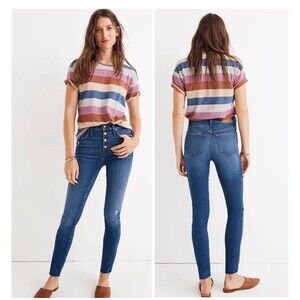Madewell 10” High Rise Skinny Jeans Exposed Button Fly Raw Hem Women’s Size 26